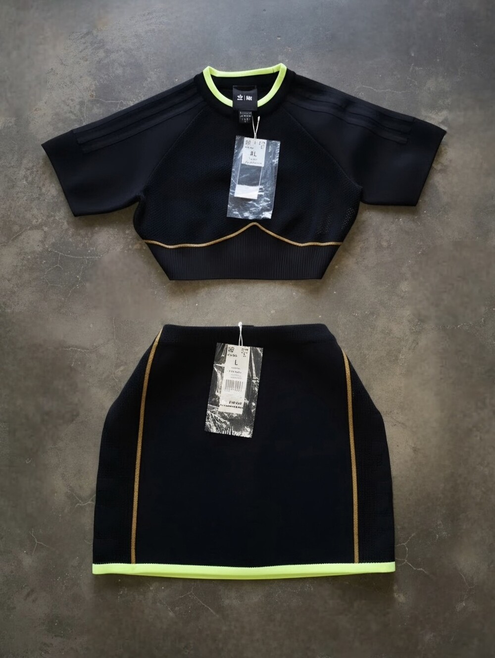 NWT Adidas x Ivy Park Knit Crop Top & Skirt | Black/Mesa
